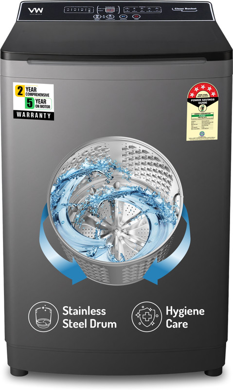 VW 8 kg Fully Automatic Top Load Washing Machine Grey(V8 TurboWash)