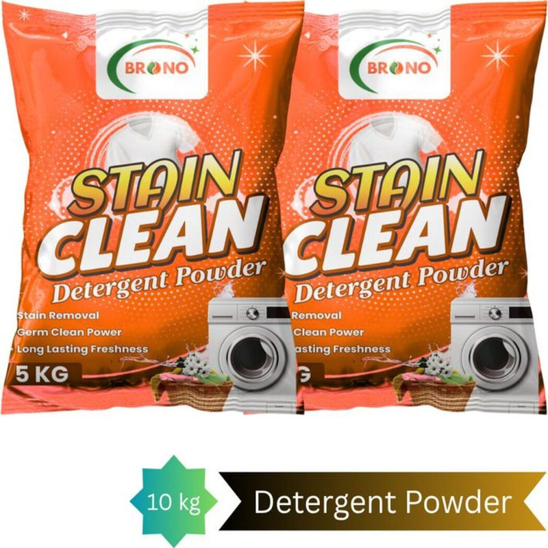 Brono Active Wash Detergent Powder | Deep Cleaning | Bright Clothes | PK1H1 Detergent Powder (Multi)(10 kg)