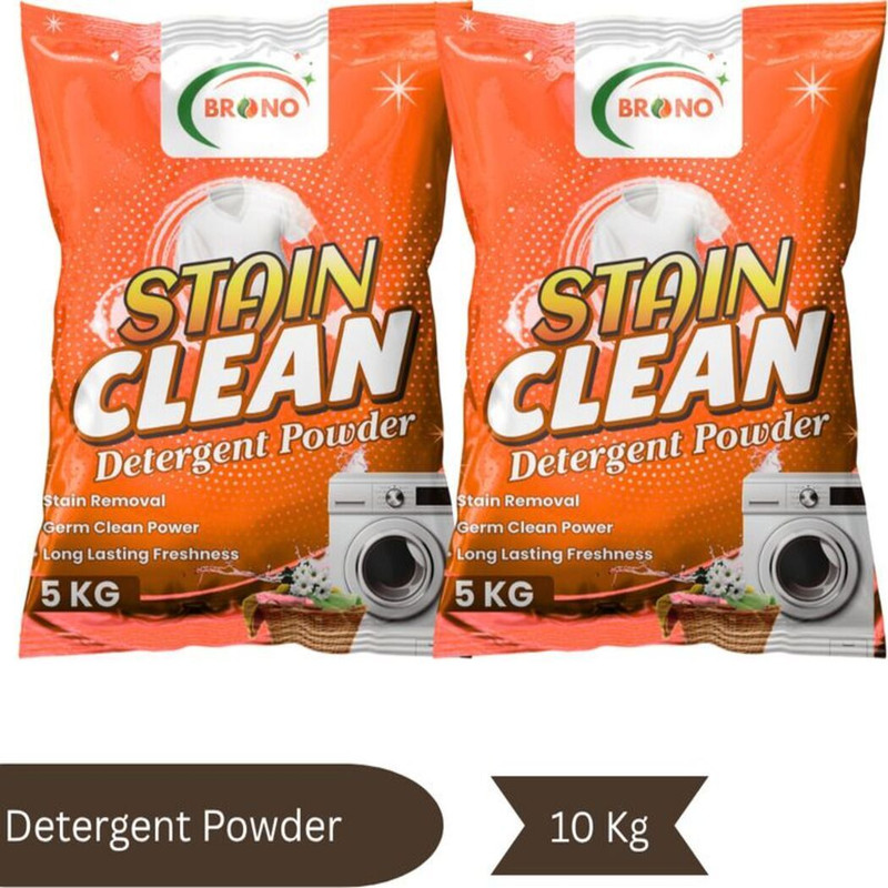 Brono Rapid Wash Detergent Powder | Deep Clean | No Residue Left | PK1PK1 Detergent Powder (Multi)(10 kg)