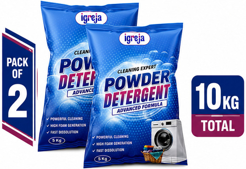 IGREJA Cleaning Expert Laundry Powder 10 kg Machine & Bucket Wash Detergent Powder (Fresh)(10 kg)