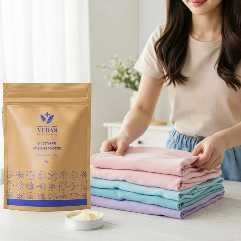 fromvedas Organic Natural Herbal Washing Powder Detergent Powder (Lemon)(1 kg)
