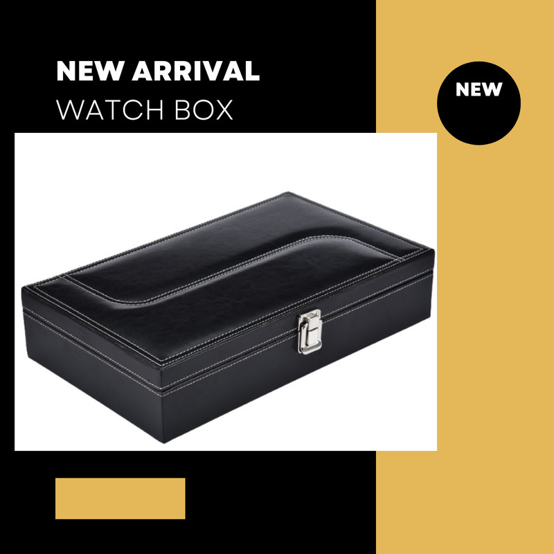 house of common Wedding Special Black Color Design Ring, Chain and Watch Box Watch Box(Black, Holds 11 Watches)