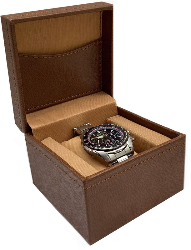 ChestKraft Portable Single Watch Case Organiser Box Made in Faux Leather and Suede Watch Box(Black, Brown, Holds 1 Watch)