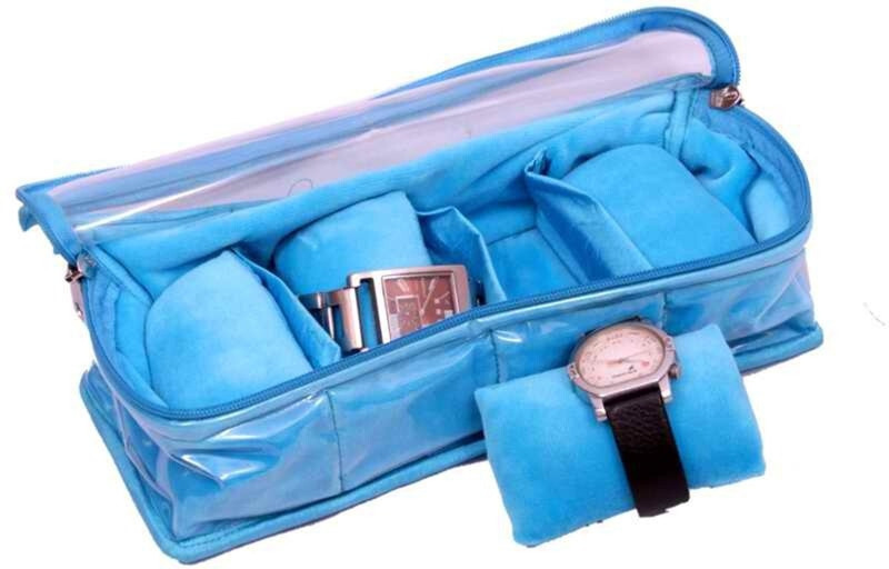 KUBER INDUSTRIES Watch Cover In Velvet Three Roll Watch Box(Purple, Holds 10 Watches)