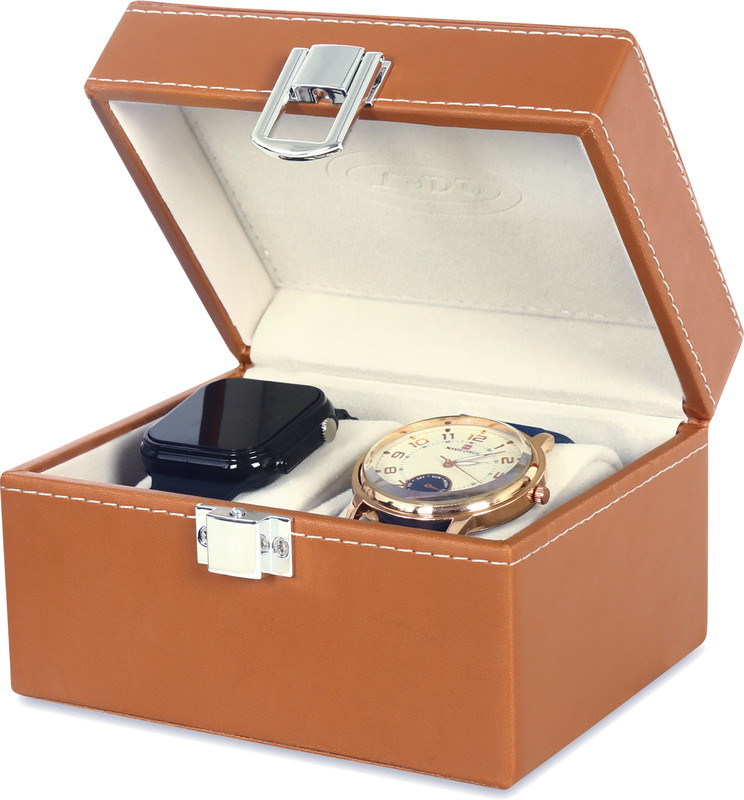 LEDO Watch Organizer In 8 Slots of watches with Royal Black & Cream color Pack of 2 Watch Box(Black & Cream, Holds 8 Watches)