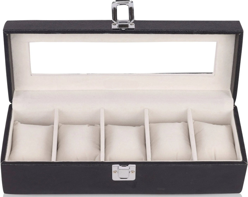 Sanco international Showcase Your Timepieces in Style with This 5-Slot Luxury Watch Box Watch Box(Black, Holds 5 Watches)