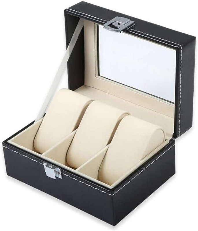 SeaRegal Watch Storage Box Leather Box Jewelry Storage Organizer Watch Box(muticoloer, Holds 3 Watches)