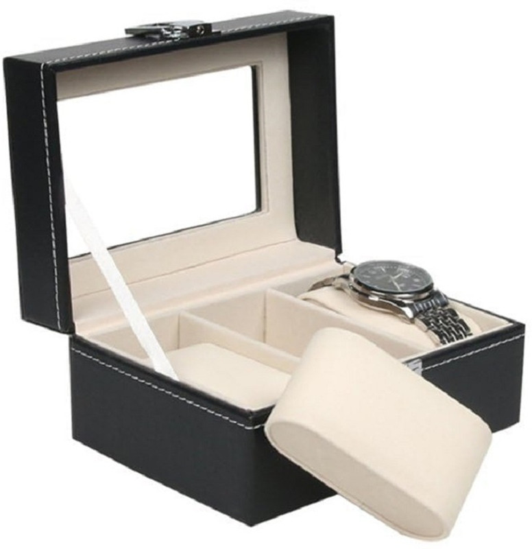 ALAWO Watch Box Organizer Holder for Men & Women 12 slots of watches Black and Cream Watch Box(Black, Holds 12 Watches)