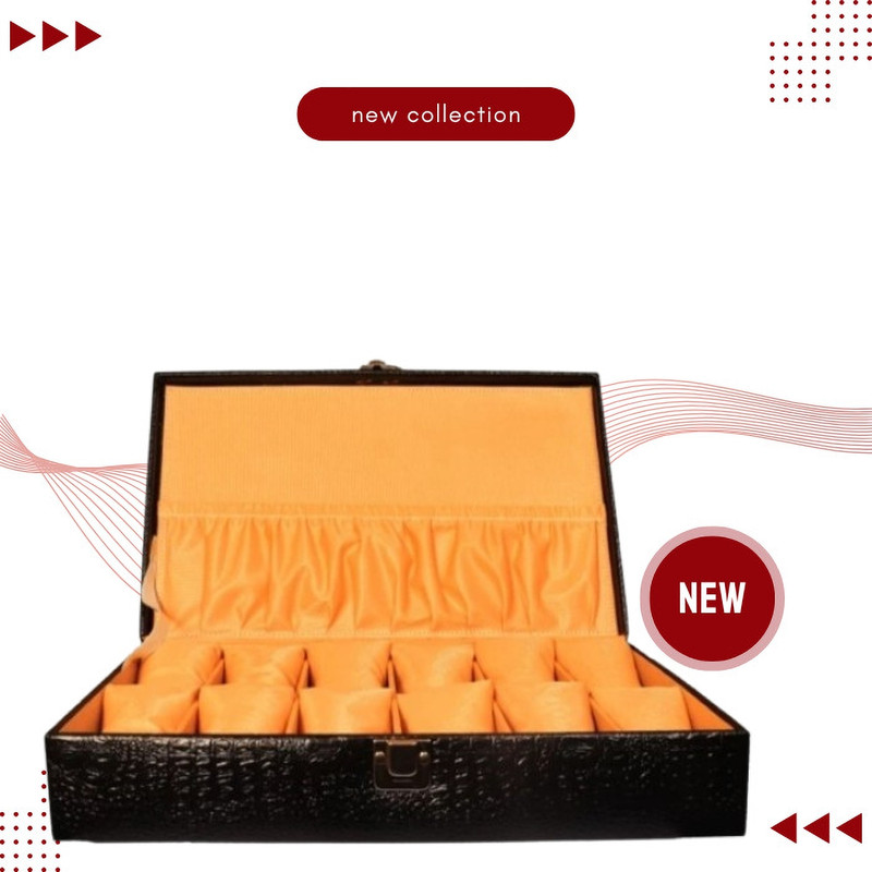 WATCHHUT Stylish Black croco watch case /box/organiser for 12 watches Watch Box(Black, Holds 12 Watches)