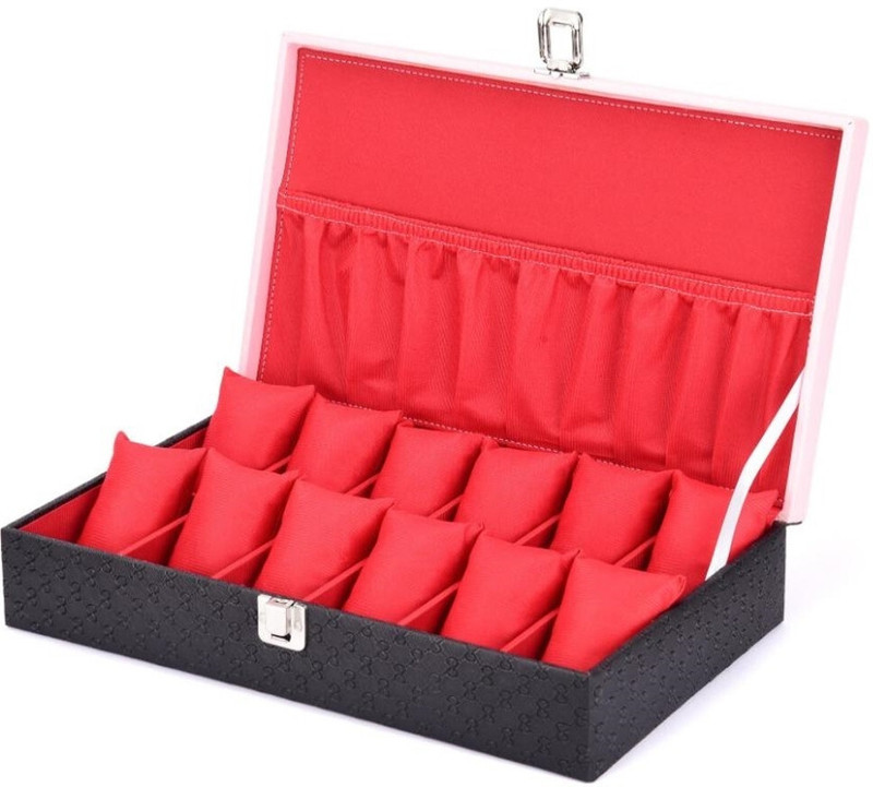 house of common New Black & Tan Patti Design Watch Box(Black, Holds 10 Watches)