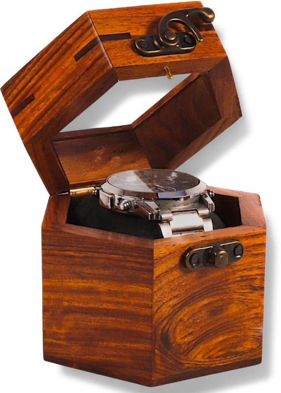 Multaniz Handmade Wooden Case for Men & Women Watches Watch Box(Brown, Holds 1 Watch)