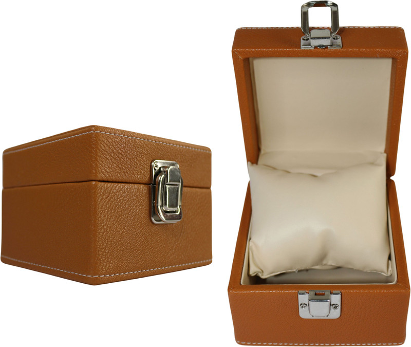 ZAFCO Leather Single Slot Watch Box for Men Women Watch Box(Tan, Holds 1 Watch)