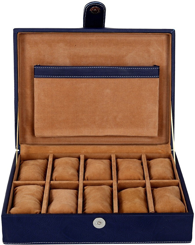 Leather World Watch case , Watch Organizer ,12 Watch Storage box Watch Box(Brown, Holds 12 Watches)