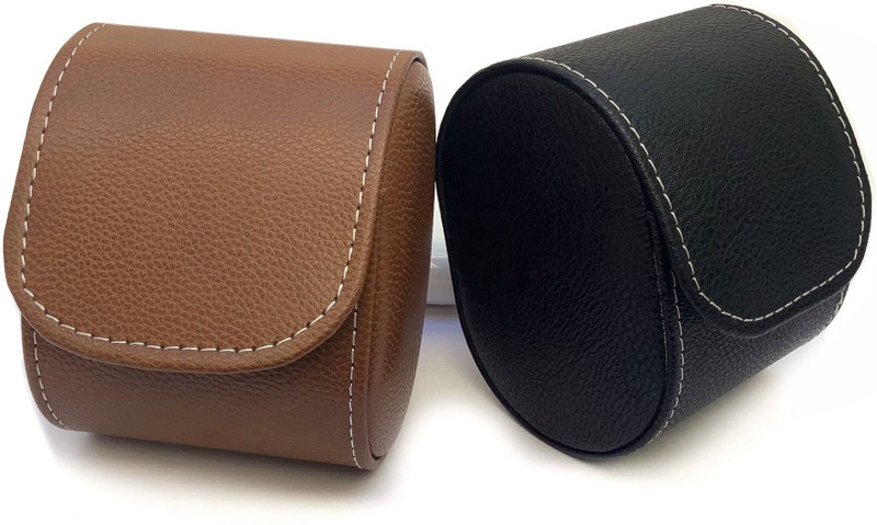 ChestKraft Portable Single Watch Case Organiser Box In Faux Leather( SET OF TWO CASES) Watch Box(Tan, Black, Holds 1 Watch)