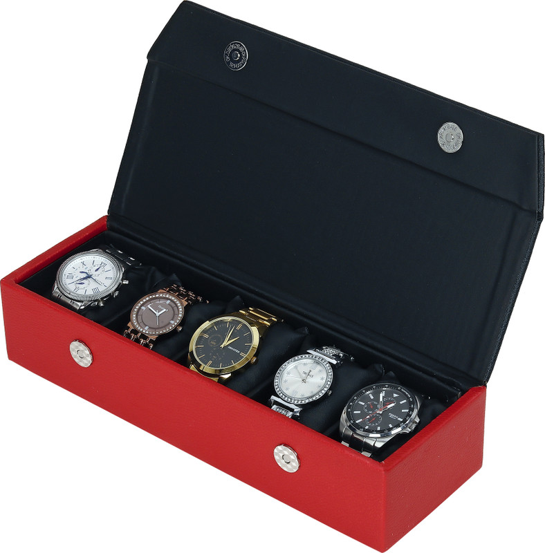 Hard Craft Storage Organizer For Men & Women Hand Crafted in High Quality Leather Watch Box(Blue, Holds 5 Watches)