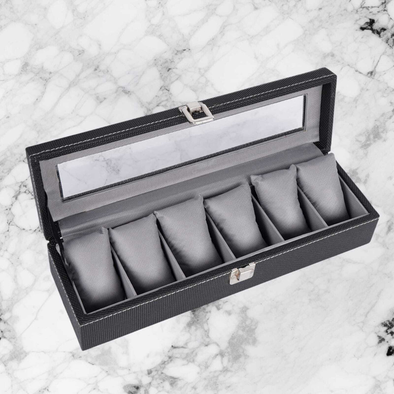 STORESHINE Men's & Women's Watch Box Holder Organizer Case Black(6 Watches & 3 sunglasses) Watch Box(Black, Holds 9 Watches)