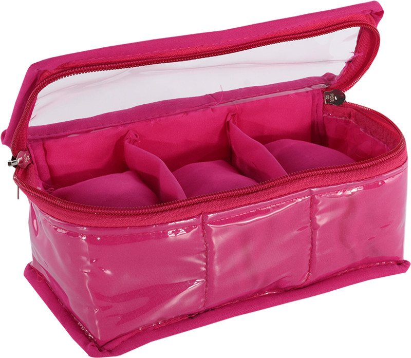 KUBER INDUSTRIES 3 Slot Watch Organizer with Top Visible Window for Men & Woman|Pink Watch Box(Pink, Holds 3 Watches)