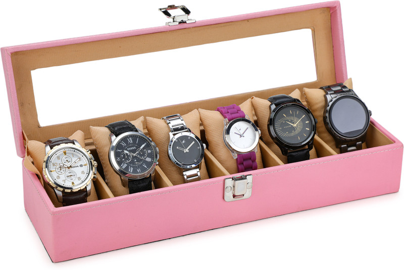 STORESHINE SS-WB-03-PKBG-3M Watch Box(Pink, Beige, Holds 6 Watches)