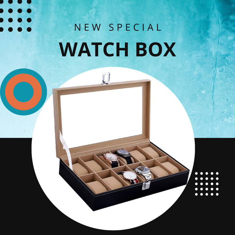 house of common Trendy GCWC025 Watch Box(Red, Holds 12 Watches)