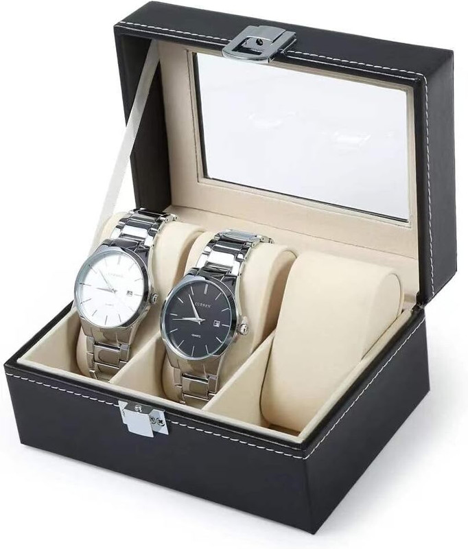 WristVault Watch Box Organizer, Watch Box 6 Slot , Luxury watch Case for Men & Women- Watch Box(Black, Holds 6 Watches)