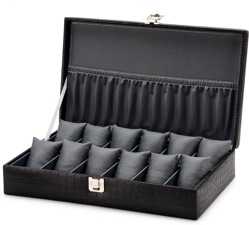 Alika 12 watch boxes brown (Black) Watch Box(brown , black, Holds 12 Watches)