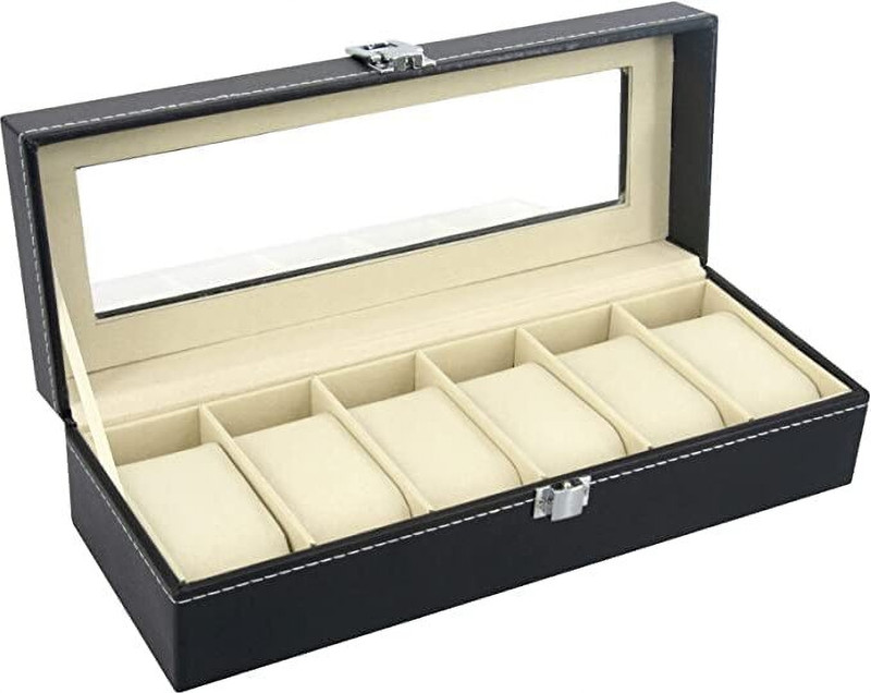 DITCAFOS 6-Slot Watch Box, Glass Topped Watch Display Storage Case as Gift Watch Box(Multicolor, Holds 6 Watches)