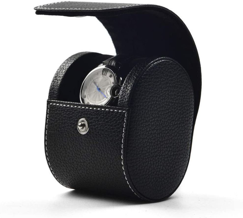 Clocksy Single slot leatherette watchcase black Watch Box(Black, Holds 1 Watch)