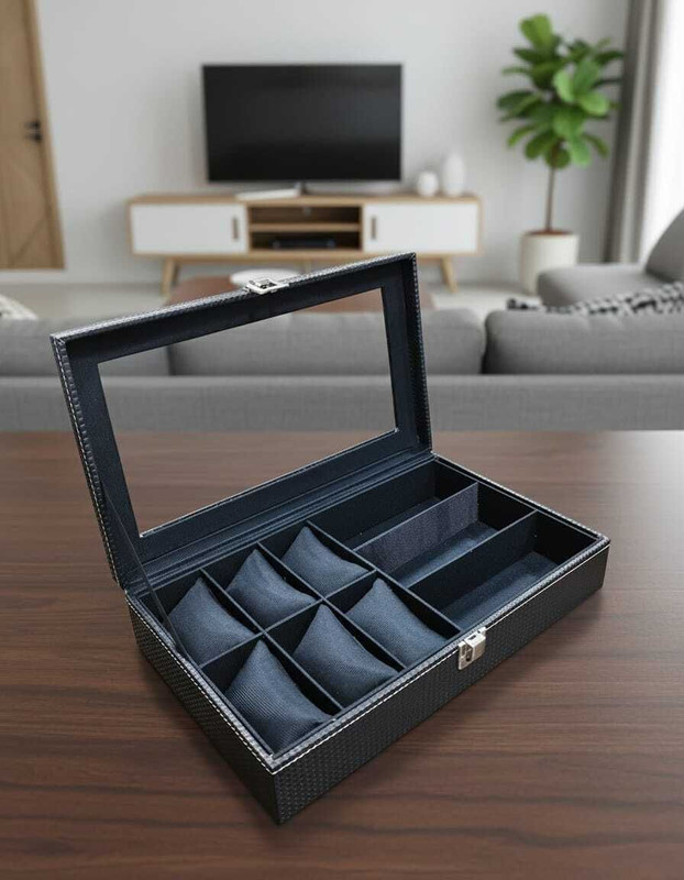 Aveline Watch Box Holder Organizer Case in 6 slots Watch Box(Cream, Holds 6 Watches)