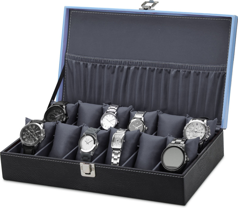 NISHIV Organizer Holder for Men & Women and Beign Watch Box(Black, Holds 6 Watches)