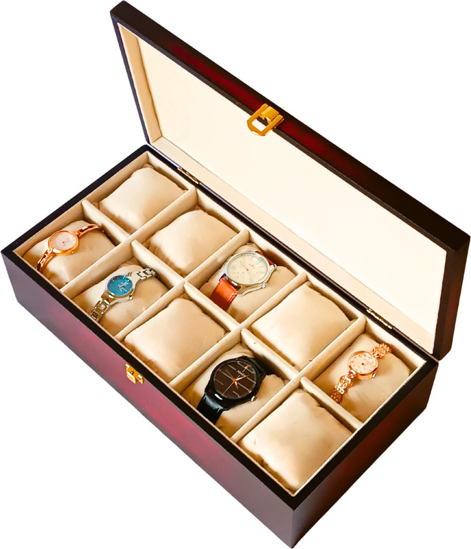 NESTED AURA Wooden Watch Box Organizer-Premium Matte Finish ,Plush Velvet,Robust Exterior Watch Box(Classic Vintage, Holds 10 Watches)
