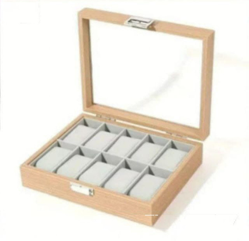 bharti collection 6-Slot Solid Wood Watch & Jewelry Organizer Watch Box(Brown, Holds 10 Watches)