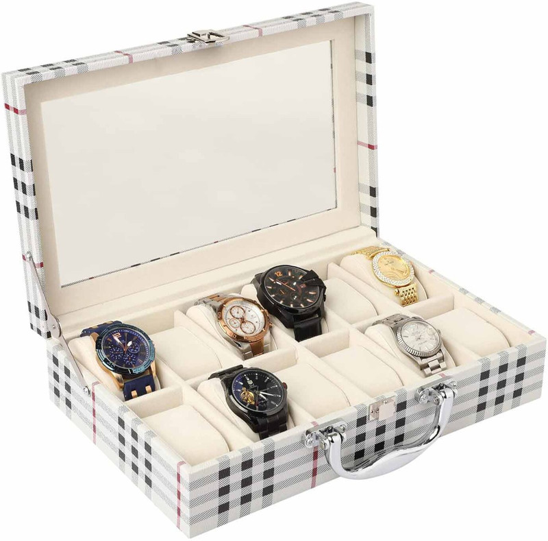 ADAMO Watch Box Organizer Case of Women's & Men's watches In PU Leather Watch Box(Multicolor, Holds 12 Watches)