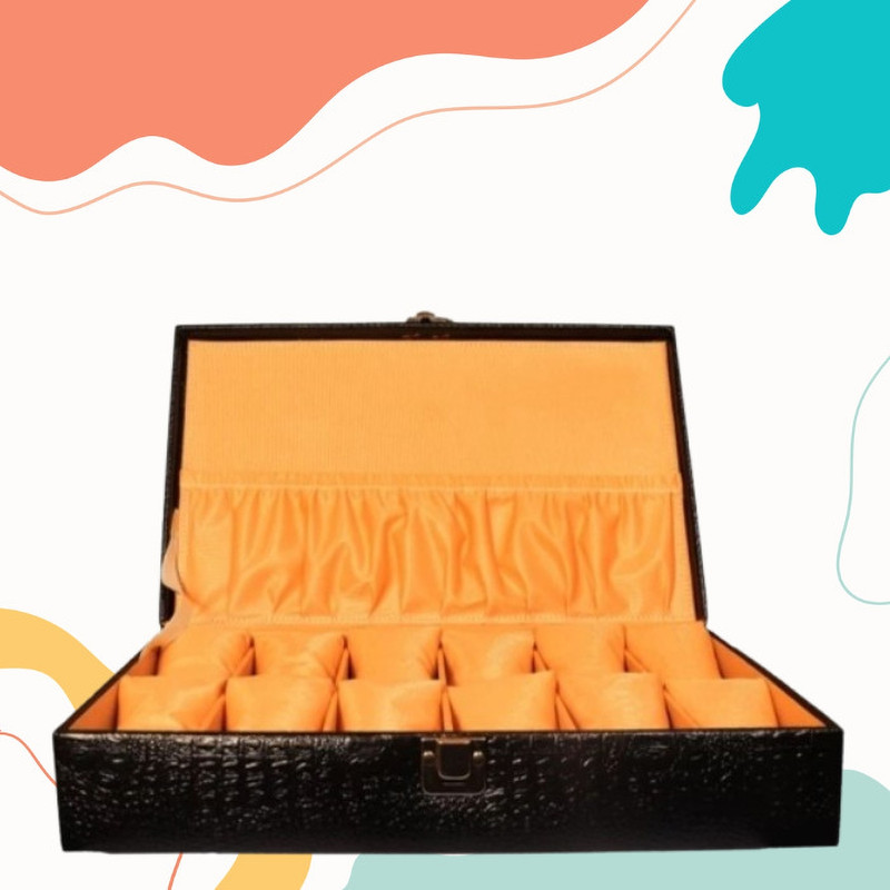 WATCHHUT Gift Black croco watch case /box/organiser for 12 watches Watch Box(Black, Holds 12 Watches)