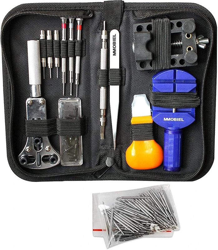 uptodatetools 147pcs Watch Repair Tool Kit, Professional Wrist Watch Band Link Back Pin Strap Removal 147-piece Watch Repair Kit