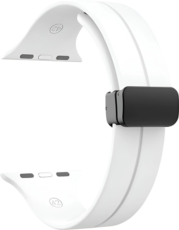 PunnkFunnk Silicone Band Strap Compatible Soft Type Waterproof Adjustable 42 mm Silicone Watch Strap(White)