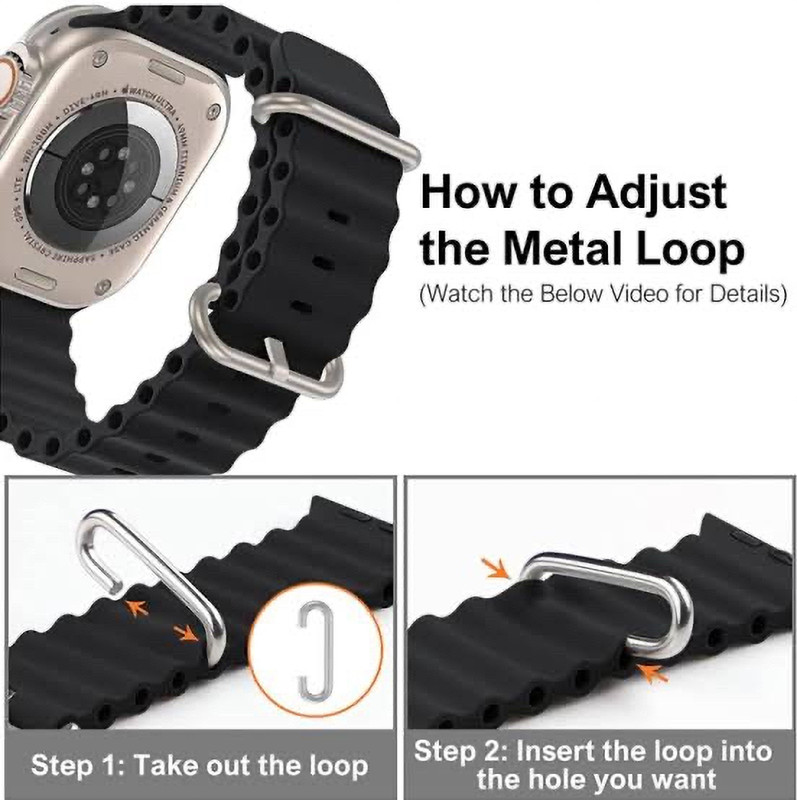 sounce Black ultra watch strap 42/44/46/48mm smart watch strap black strap 44 mm Silicone Watch Strap(Black)