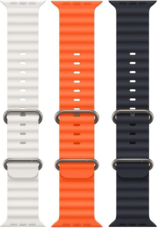 LN KART Ocean Strap Bands Compatible With iWatch For Men Women (42MM 44MM 45MM 49MM) 49 mm Silicone Watch Strap(Black, Orange, White)