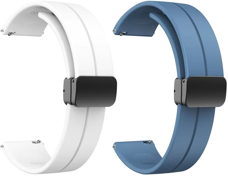 NEWMAN WHITE NEVYBLUE 22 mm Silicone Watch Strap(White, Nevy Blue)