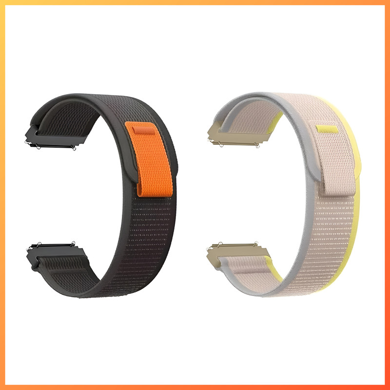 TooHype 22mm Velcro Pack 3 Trail Nylon Alpine Strap (Compatible Watch List In Photo) 22 mm Fabric Watch Strap(Blue, Yellow, Black)