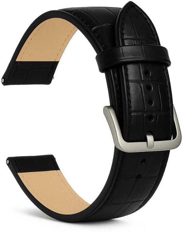 RStraps 20mm Dark Brown Genuine Leather Watch Strap Belt for Men Replacement Band 20 mm Genuine Leather Watch Strap(Dark Brown)