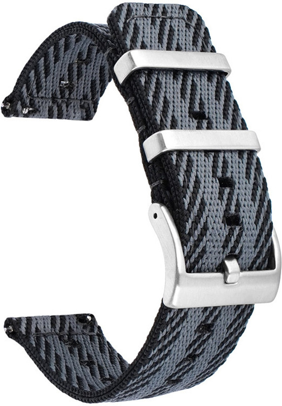 vinanth Quick-Release Premium Nylon Watch Strap 18 mm Fabric Watch Strap(Black Grey)