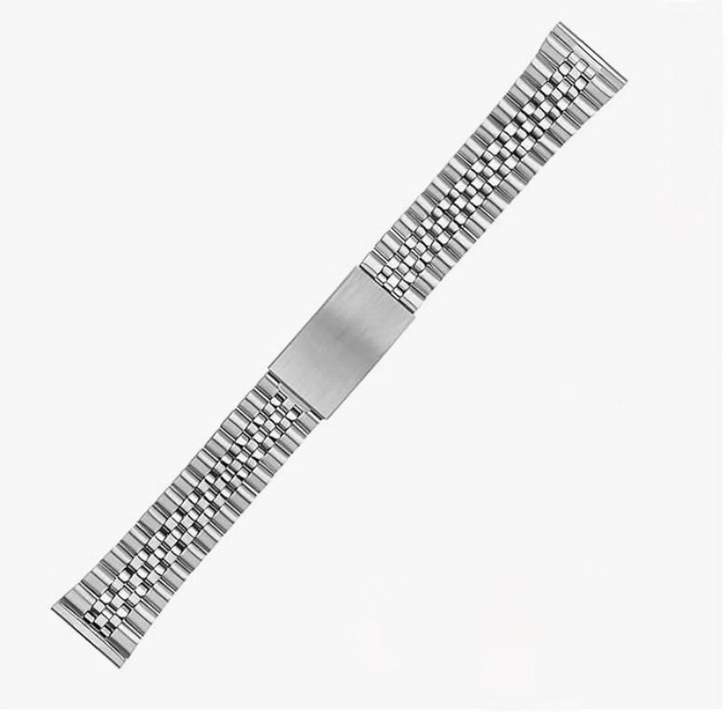 LUBA HIMT 18mm Steel Silver Band Strap Screw Link Bracelet Flat End Double Lock Buckle 18 mm Stainless Steel Watch Strap(Silver)