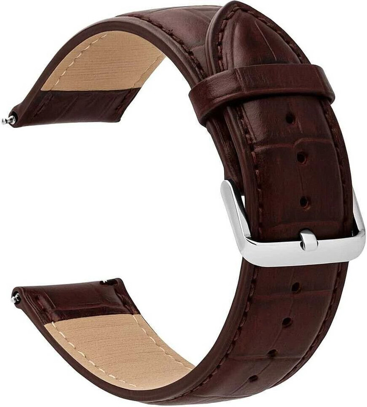 RStraps 22mm Premium Dark Brown Croc Pattern Leather Watch Strap for Premium Watches 22 mm Genuine Leather Watch Strap(DARK BROWN)