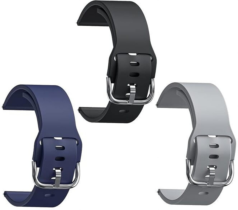 CHG 19mm Replacement Band Strap with Metal Buckle 19 mm Synthetic Watch Strap(Black, Grey, Blue)