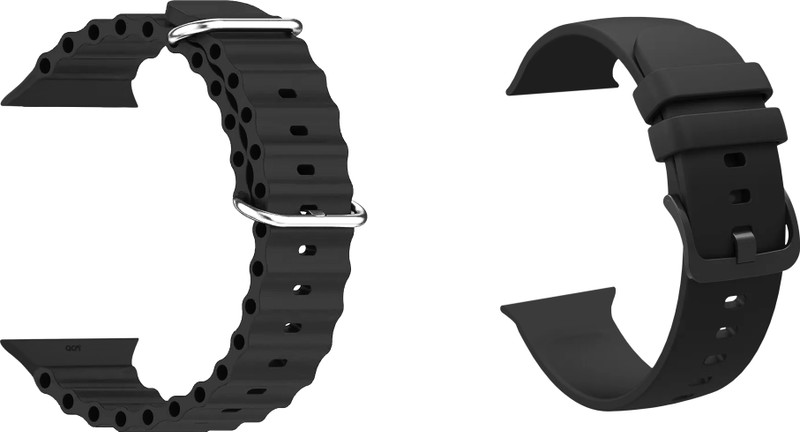 ACM Pack of 2 Strap Sliding Silicone for Cartbae Hiwatch 6 T500+ Pro Smartwatch 1076626 mm Silicone Watch Strap(Black)