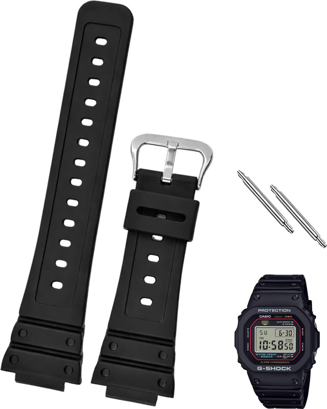 pantan 'CAS50' RESIN STRAP / Compatible With 'CASI0 G-SH0CK' DW-5000,DW-5600,DW-5700 / 16 mm Resin Watch Strap(Black)