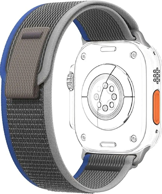 Thuban Trail Loop Watch Strap For 49 45 44 42 mm Also For Series 9 8 7 6 5 4 3 2 1 SE 45 mm Fabric Watch Strap(Grey, Blue)