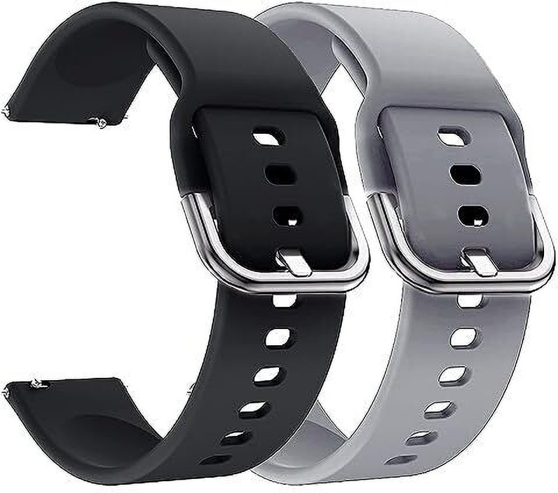 Sacriti Replacement Band 19mm Metal Buckle Silicon Compatible with Boat Storm Noise 19 mm Silicone Watch Strap(Black, Grey)