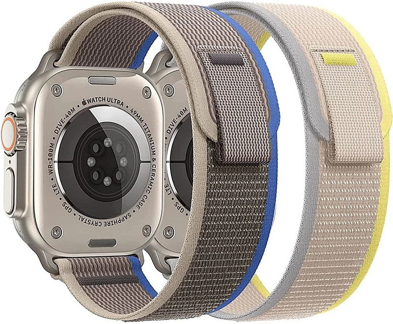 Thuban Trail Watch Strap For 45 44 42 mm Also For Series 9 8 7 6 5 4 3 2 1 SE 49 mm Fabric Watch Strap(Grey Blue, Grey Yellow)