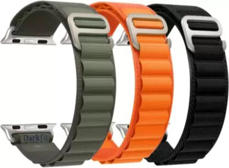 NOVA Smart Watch Band 44mm Genuine Velcro Strap 44 mm Synthetic Watch Strap(Black, Orange, Grey)